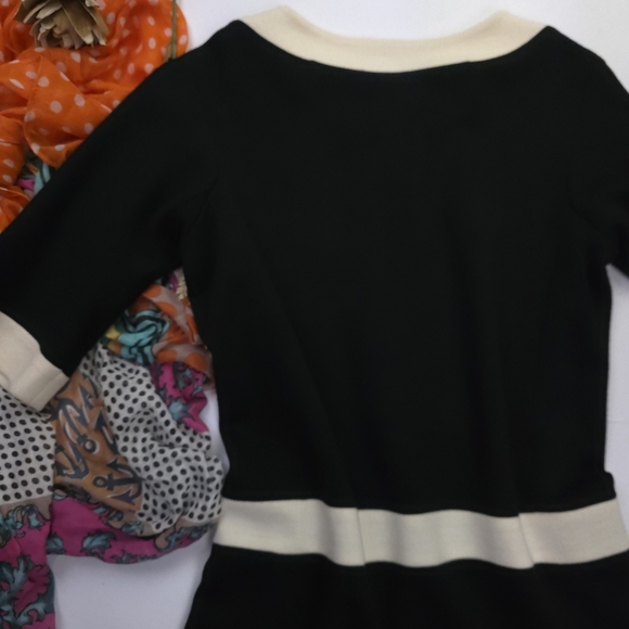 Milly Black Dress with Cream Accents and Gold Buttons Sz L - Picture 9 of 10